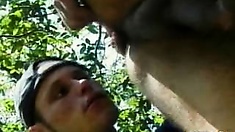 Corrupting twinks Lima And Andre sucking their large peckers outdoors