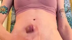 Brunette Tranny Jerking In Hard Dick In Solo Webcam