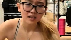 Amateur Asian teen sucks this big hard cock