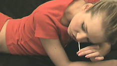 Young Amateur Cutie, Britney, Poses And Strips While Sucking On A Lollipop